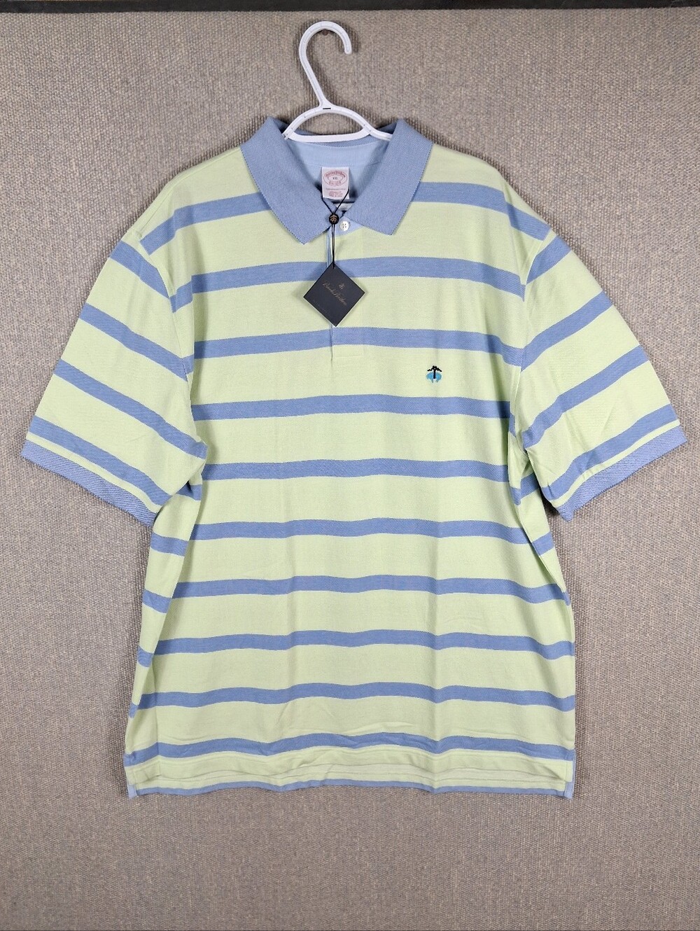 Brooks Brothers Performance Polo Mens XXL Blue Green Pastel Striped Short Sleeve